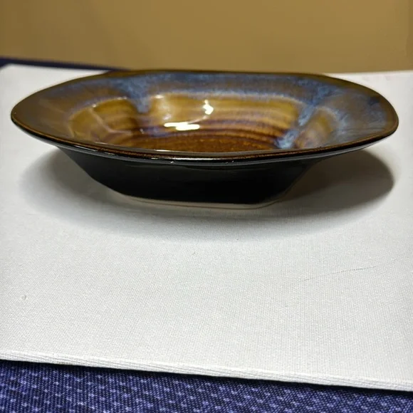 Bill Campbell pottery swirl square base bowl 8.5” diameter